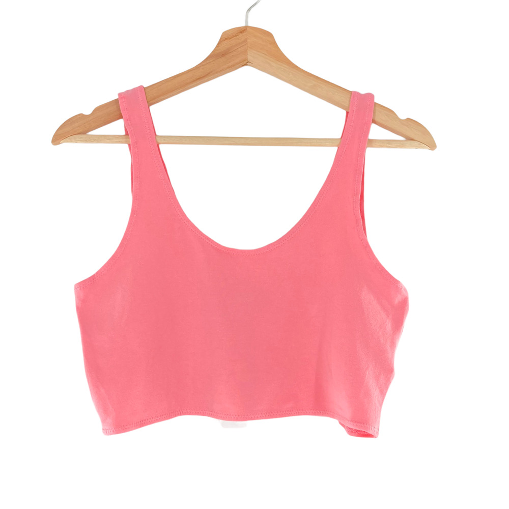 Topshop Pink Crop Top Scoop Cotton Lycra Stretchy Size 2